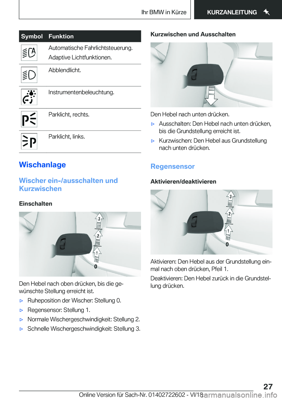 BMW 5 SERIES 2019  Betriebsanleitungen (in German) �S�y�m�b�o�l�F�u�n�k�t�i�o�n�A�u�t�o�m�a�t�i�s�c�h�e��F�a�h�r�l�i�c�h�t�s�t�e�u�e�r�u�n�g�.
�A�d�a�p�t�i�v�e��L�i�c�h�t�f�u�n�k�t�i�o�n�e�n�.�A�b�b�l�e�n�d�l�i�c�h�t�.�I�n�s�t�r�u�m�e�n�t�e�n�b�e�l�