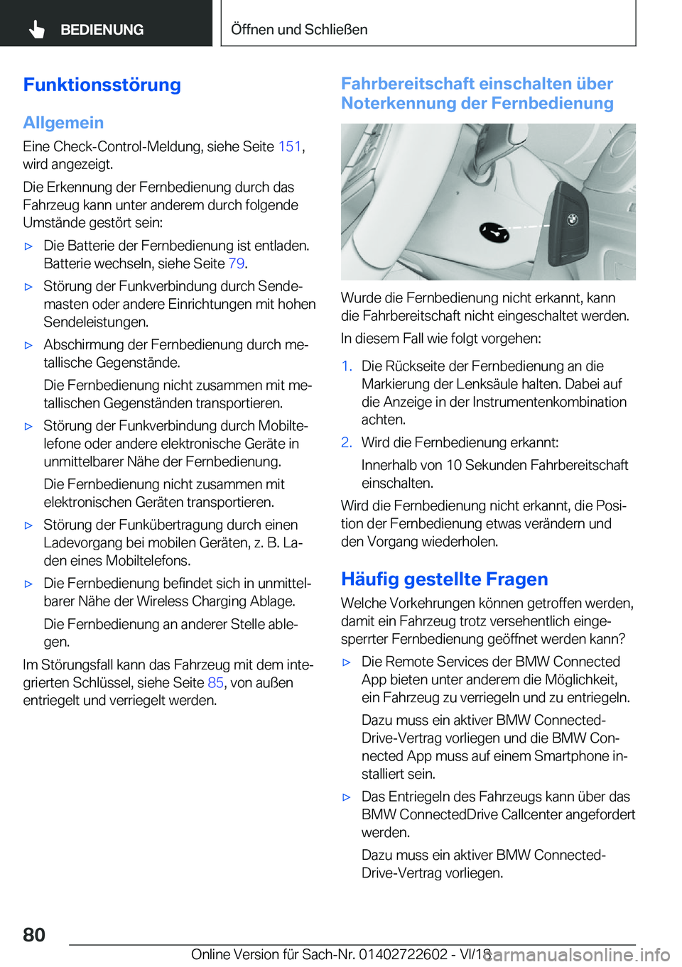 BMW 5 SERIES 2019  Betriebsanleitungen (in German) �F�u�n�k�t�i�o�n�s�s�t�