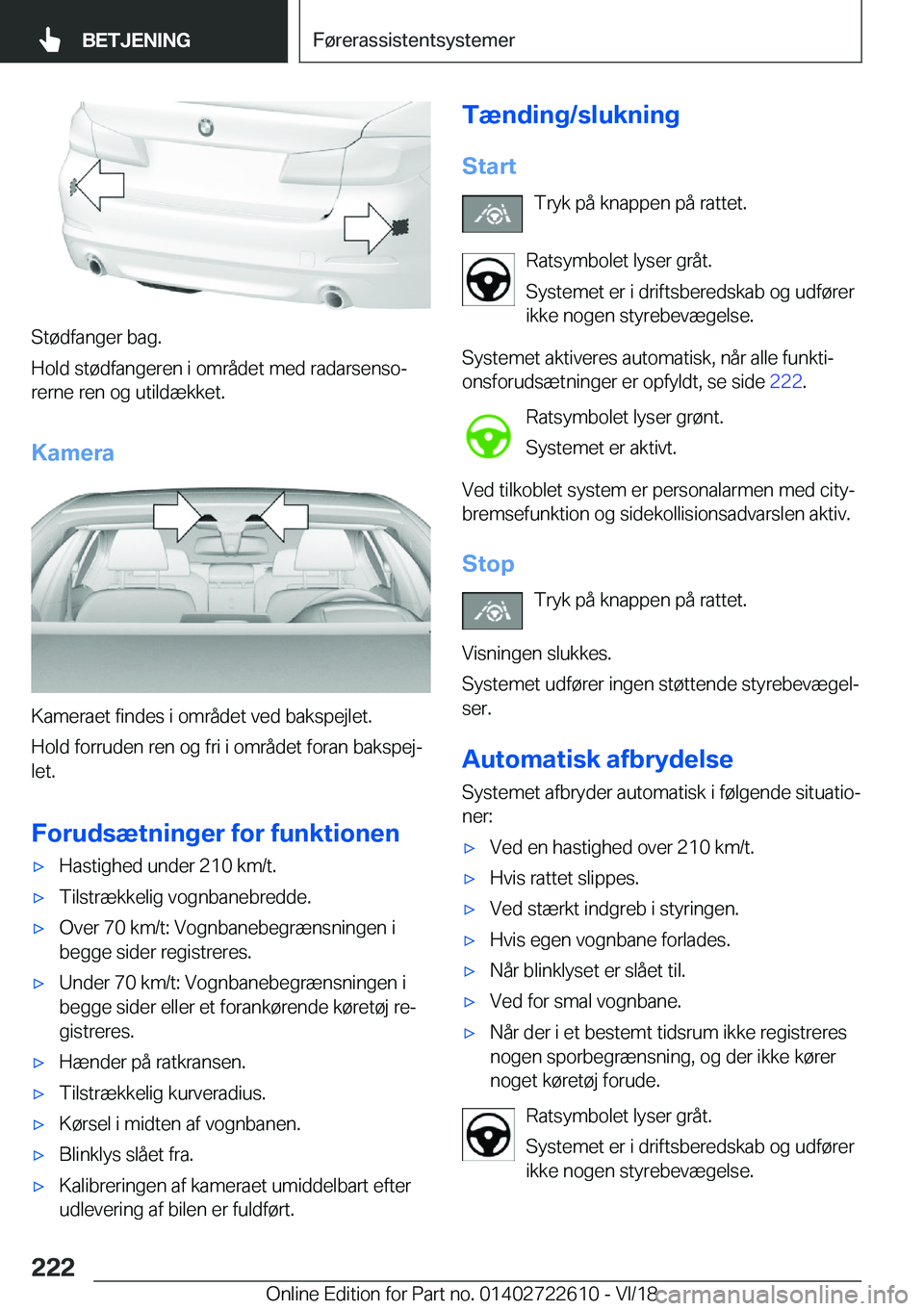 BMW 5 SERIES 2019  InstruktionsbØger (in Danish) �S�t�