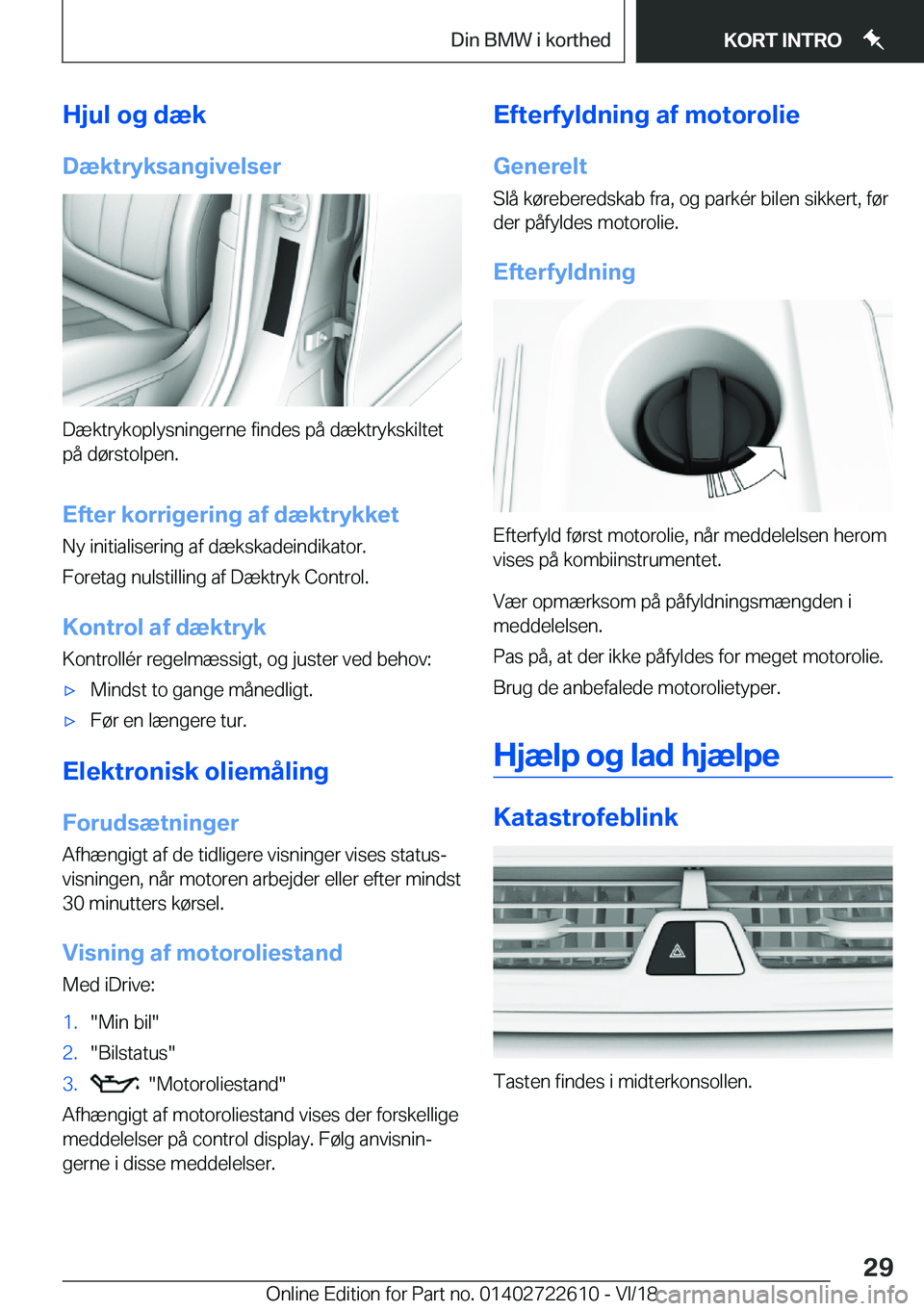 BMW 5 SERIES 2019  InstruktionsbØger (in Danish) �H�j�u�l��o�g��d�æ�k
�D�æ�k�t�r�y�k�s�a�n�g�i�v�e�l�s�e�r
�D�æ�k�t�r�y�k�o�p�l�y�s�n�i�n�g�e�r�n�e��f�i�n�d�e�s��p�å��d�æ�k�t�r�y�k�s�k�i�l�t�e�t
�p�å��d�