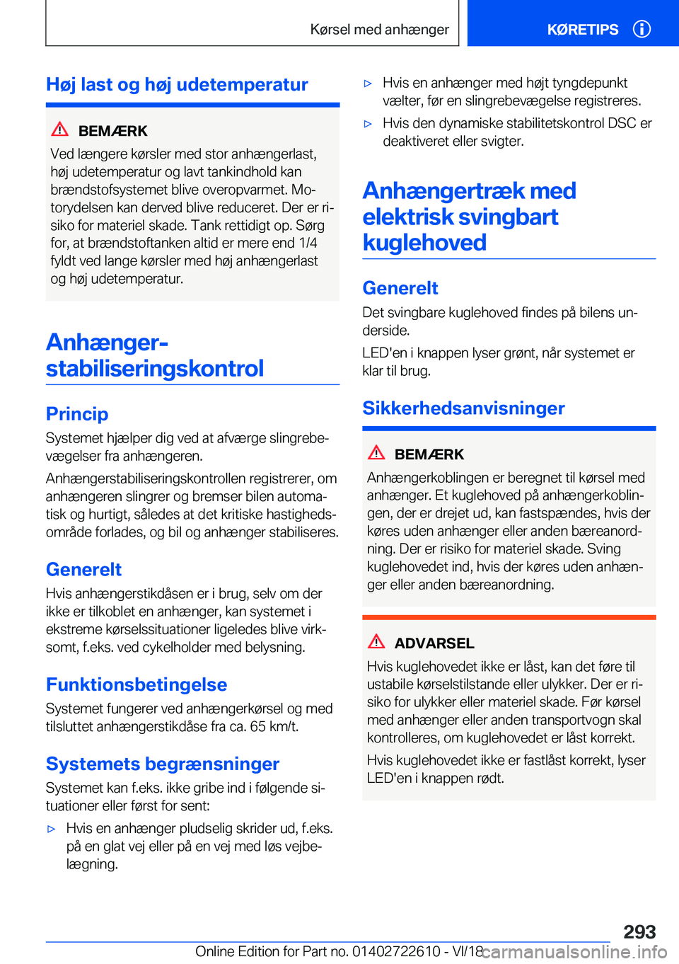 BMW 5 SERIES 2019  InstruktionsbØger (in Danish) �H�