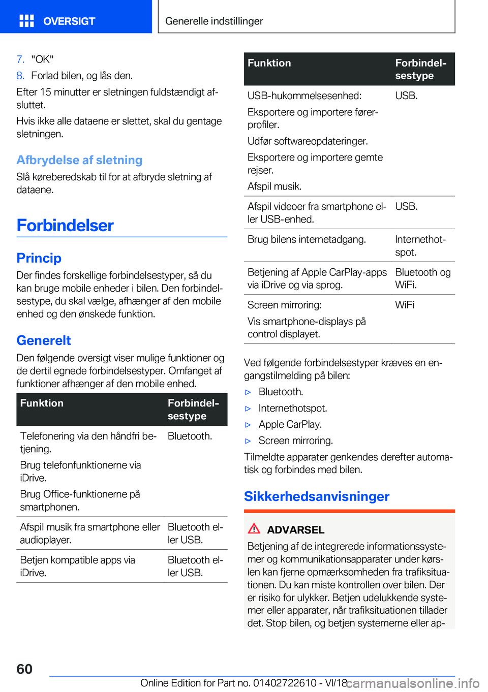 BMW 5 SERIES 2019  InstruktionsbØger (in Danish) �7�.��O�K��8�.�F�o�r�l�a�d��b�i�l�e�n�,��o�g��l�å�s��d�e�n�.
�E�f�t�e�r��1�5��m�i�n�u�t�t�e�r��e�r��s�l�e�t�n�i�n�g�e�n��f�u�l�d�s�t�æ�n�d�i�g�t��a�fj
�s�l�u�t�t�e�t�.
�H�v�i�s��i�k�k�