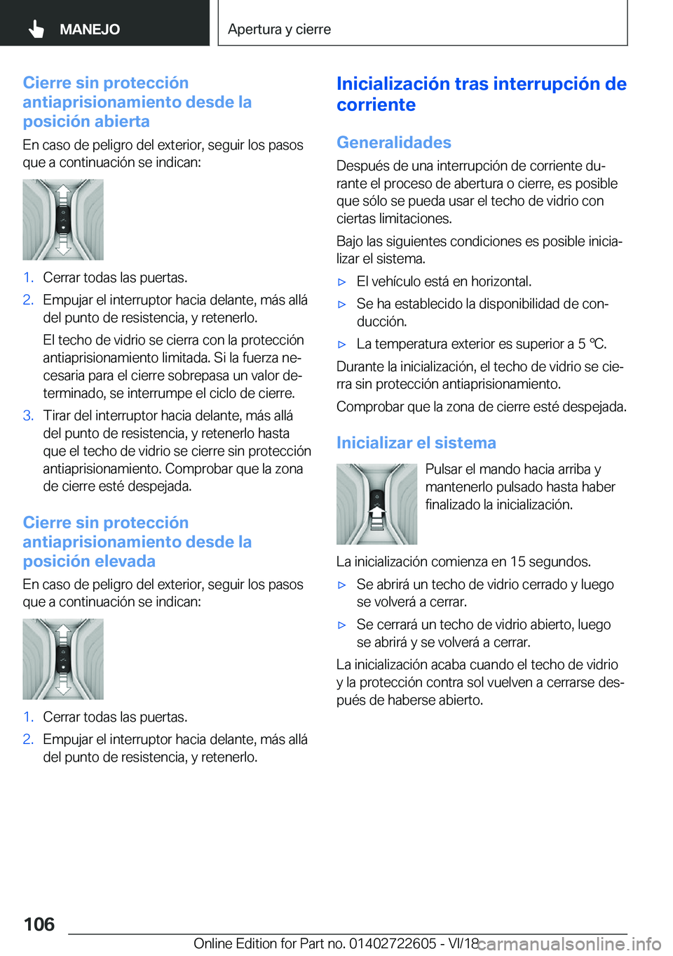 BMW 5 SERIES 2019  Manuales de Empleo (in Spanish) �C�i�e�r�r�e��s�i�n��p�r�o�t�e�c�c�i�