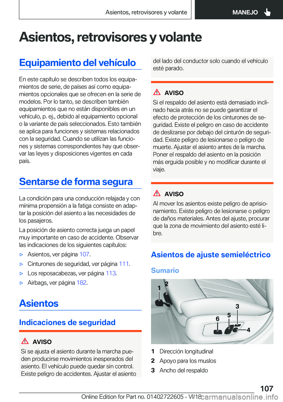 BMW 5 SERIES 2019  Manuales de Empleo (in Spanish) �A�s�i�e�n�t�o�s�,��r�e�t�r�o�v�i�s�o�r�e�s��y��v�o�l�a�n�t�e�E�q�u�i�p�a�m�i�e�n�t�o��d�e�l��v�e�h�