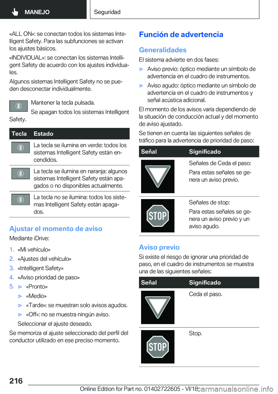 BMW 5 SERIES 2019  Manuales de Empleo (in Spanish) �«�A�L�L��O�N�{�:��s�e��c�o�n�e�c�t�a�n��t�o�d�o�s��l�o�s��s�i�s�t�e�m�a�s��I�n�t�eª
�l�l�i�g�e�n�t��S�a�f�e�t�y�.��P�a�r�a��l�a�s��s�u�b�f�u�n�c�i�o�n�e�s��s�e��a�c�t�i�v�a�n
�l�o�s�