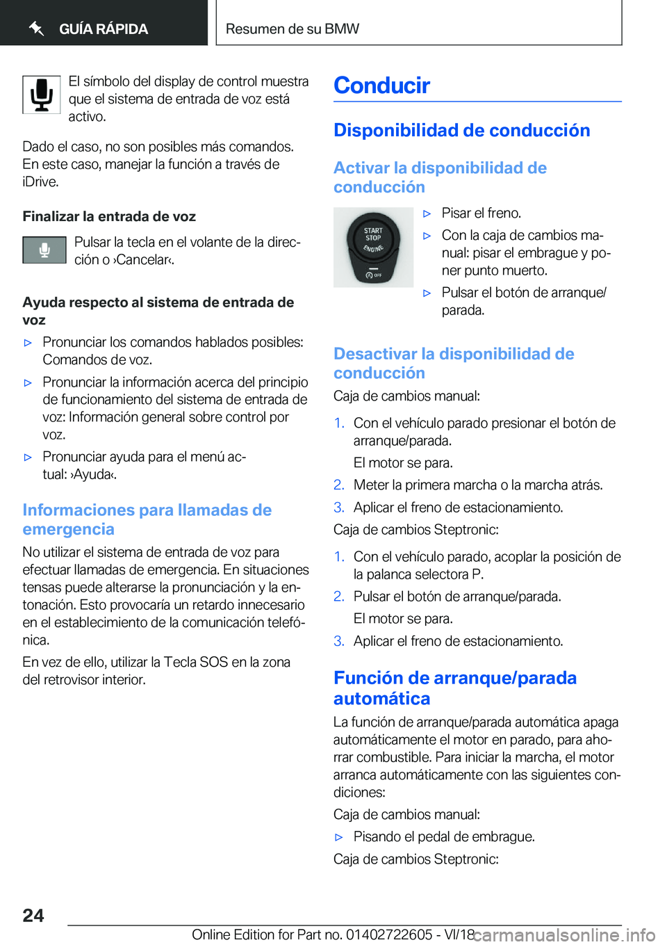BMW 5 SERIES 2019  Manuales de Empleo (in Spanish) �E�l��s�