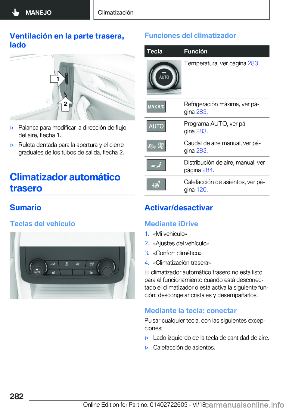 BMW 5 SERIES 2019  Manuales de Empleo (in Spanish) �V�e�n�t�i�l�a�c�i�