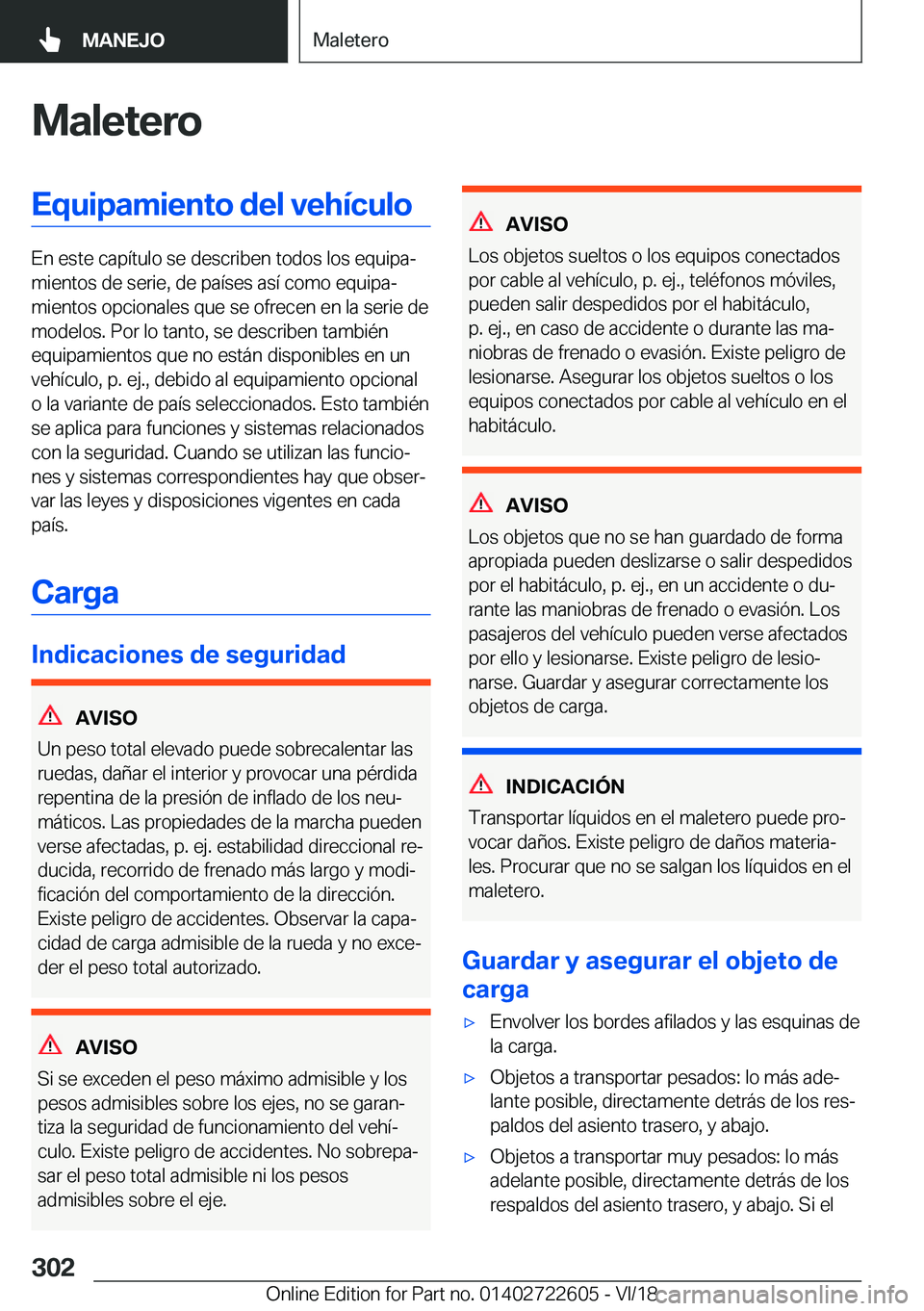 BMW 5 SERIES 2019  Manuales de Empleo (in Spanish) �M�a�l�e�t�e�r�o�E�q�u�i�p�a�m�i�e�n�t�o��d�e�l��v�e�h�