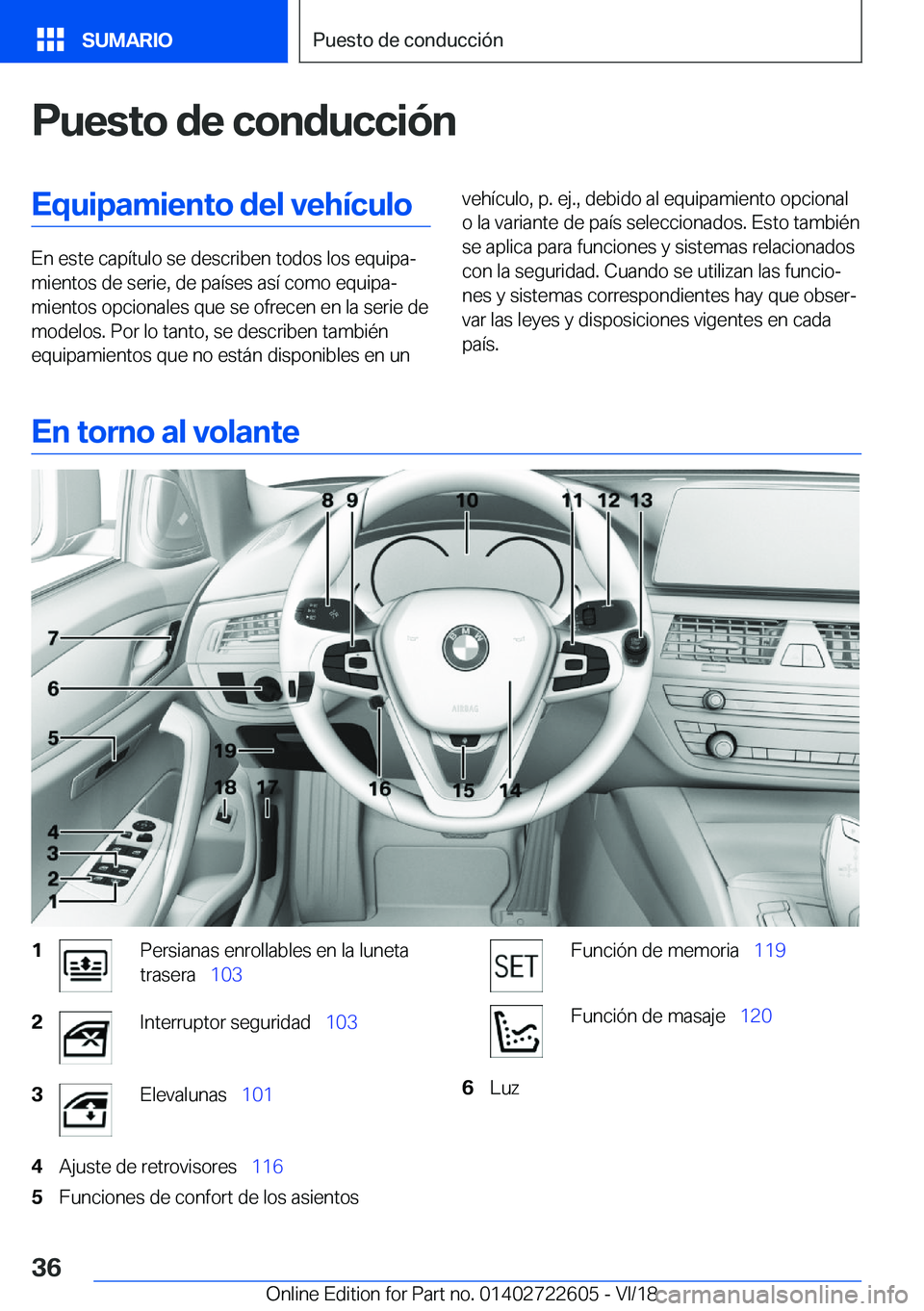 BMW 5 SERIES 2019  Manuales de Empleo (in Spanish) �P�u�e�s�t�o��d�e��c�o�n�d�u�c�c�i�