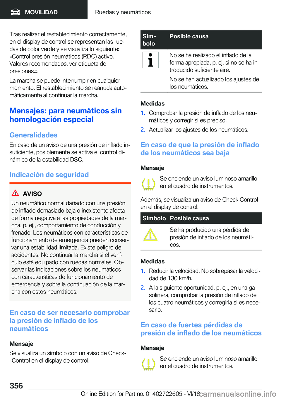 BMW 5 SERIES 2019  Manuales de Empleo (in Spanish) �T�r�a�s��r�e�a�l�i�z�a�r��e�l��r�e�s�t�a�b�l�e�c�i�m�i�e�n�t�o��c�o�r�r�e�c�t�a�m�e�n�t�e�,
�e�n��e�l��d�i�s�p�l�a�y��d�e��c�o�n�t�r�o�l��s�e��r�e�p�r�e�s�e�n�t�a�n��l�a�s��r�u�eª
�d�a�