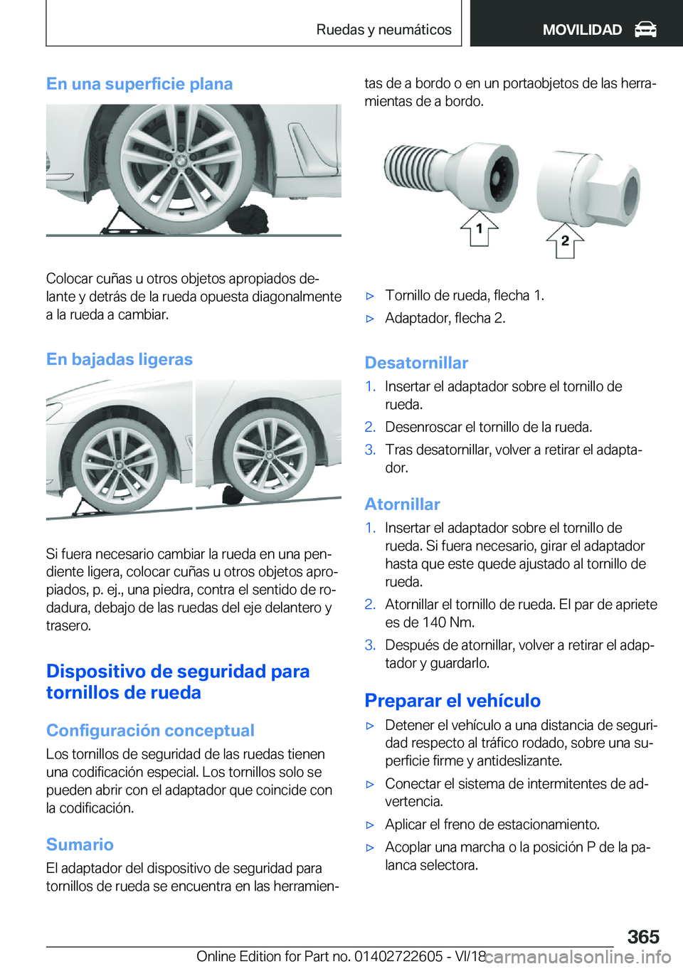 BMW 5 SERIES 2019  Manuales de Empleo (in Spanish) �E�n��u�n�a��s�u�p�e�r�f�i�c�i�e��p�l�a�n�a
�C�o�l�o�c�a�r��c�u�