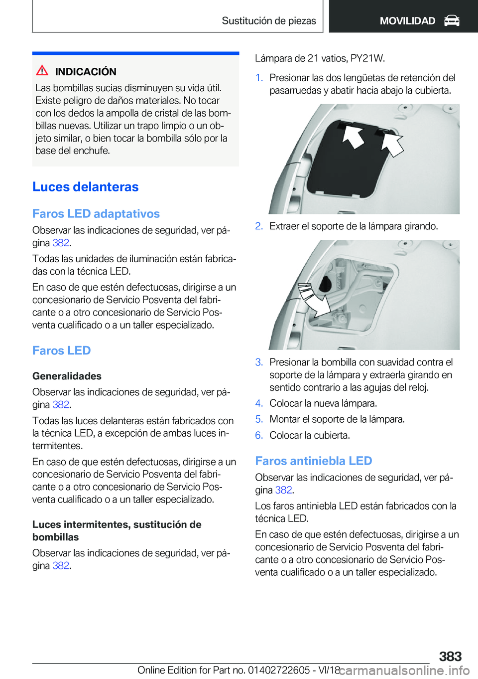 BMW 5 SERIES 2019  Manuales de Empleo (in Spanish) �I�N�D�I�C�A�C�I�