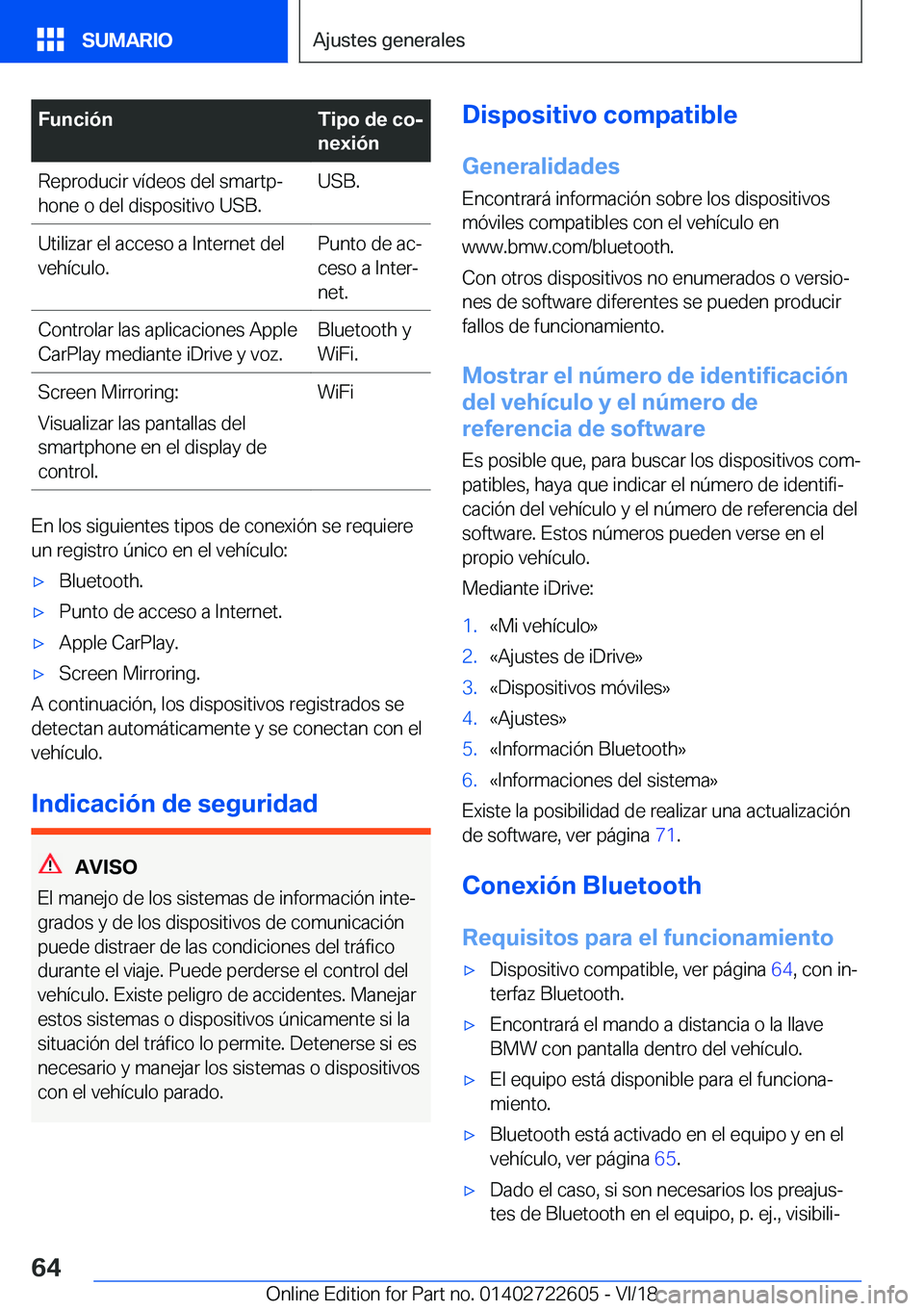 BMW 5 SERIES 2019  Manuales de Empleo (in Spanish) �F�u�n�c�i�