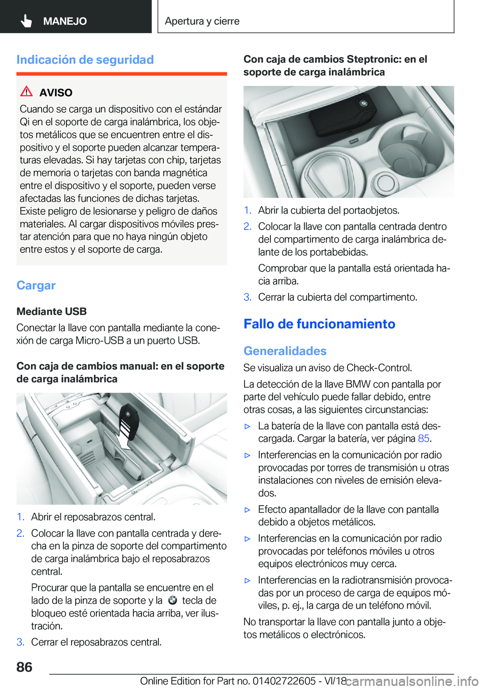 BMW 5 SERIES 2019  Manuales de Empleo (in Spanish) �I�n�d�i�c�a�c�i�