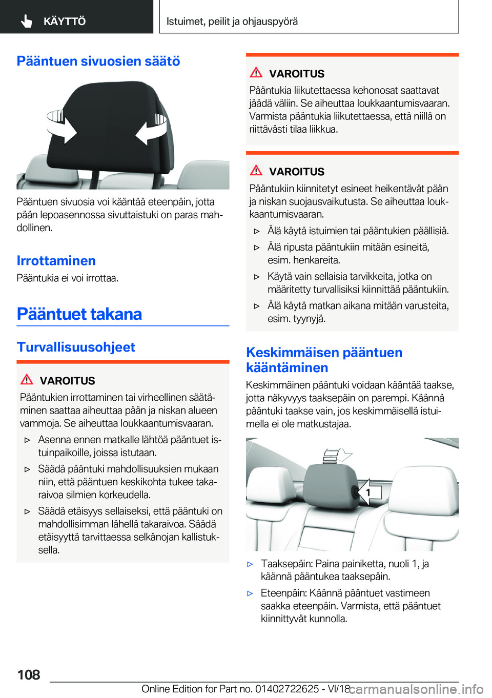 BMW 5 SERIES 2019  Omistajan Käsikirja (in Finnish) �P�