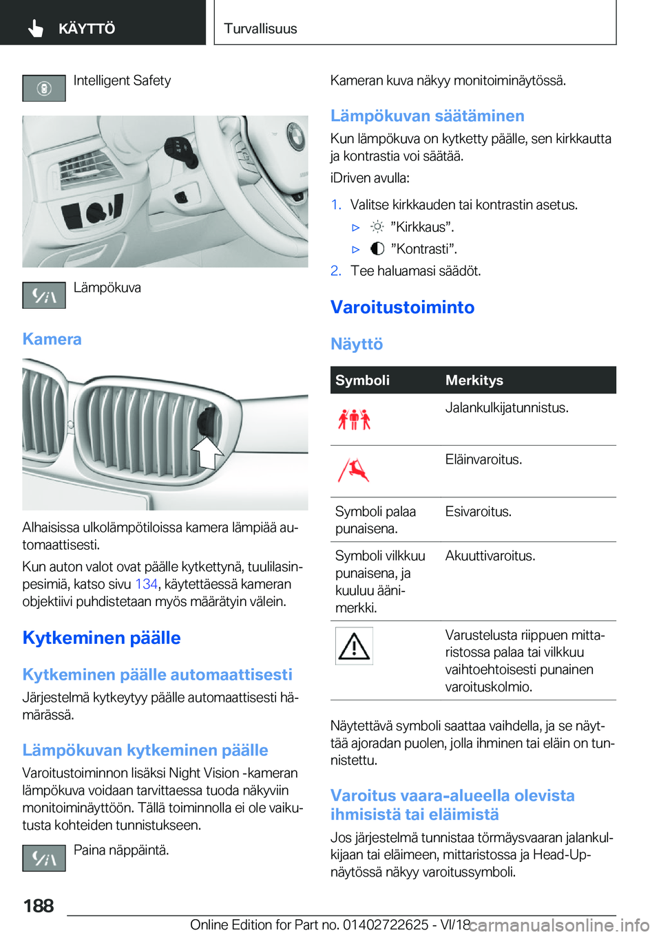 BMW 5 SERIES 2019  Omistajan Käsikirja (in Finnish) �I�n�t�e�l�l�i�g�e�n�t��S�a�f�e�t�y
�L�