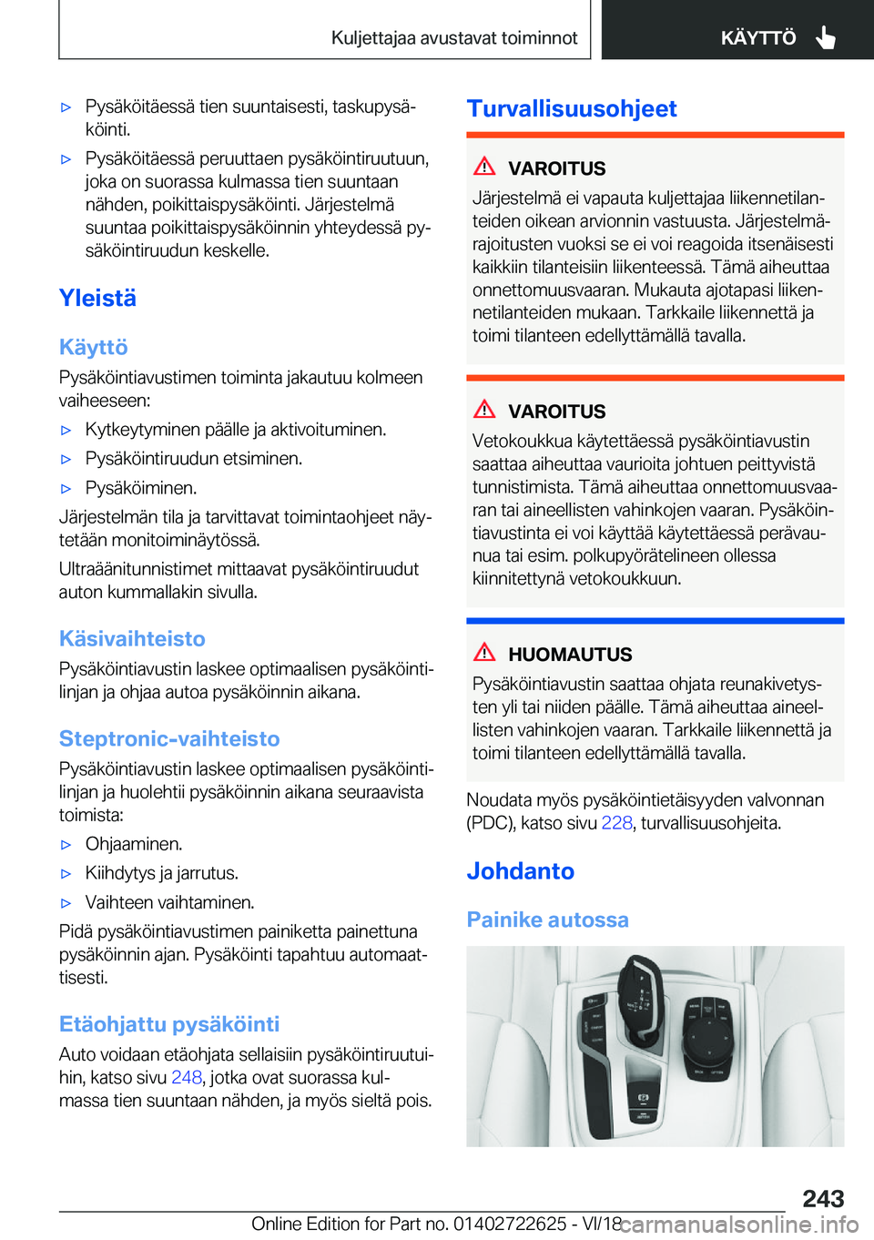 BMW 5 SERIES 2019  Omistajan Käsikirja (in Finnish) 'x�P�y�s�