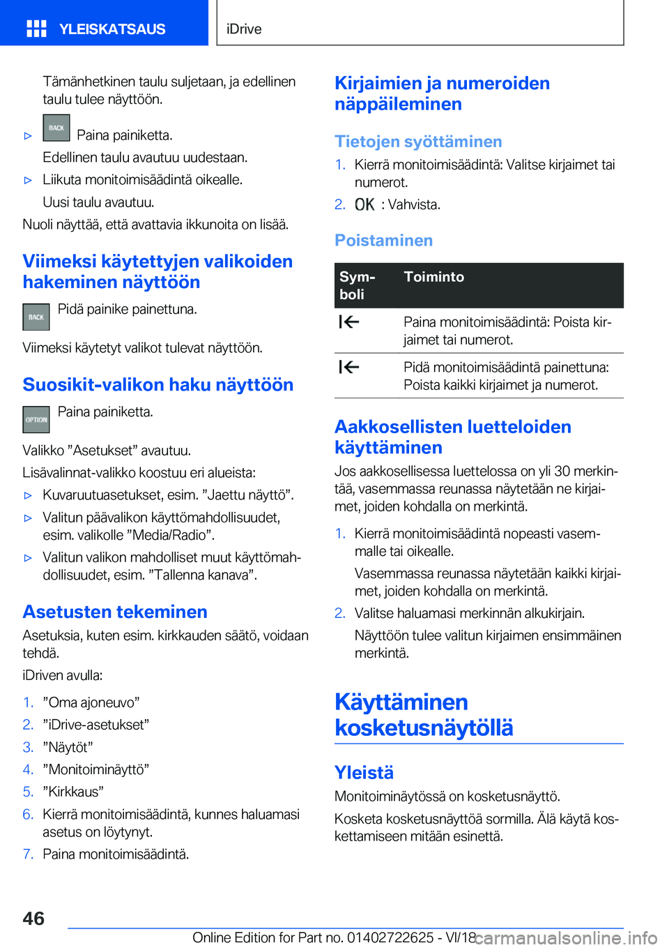 BMW 5 SERIES 2019  Omistajan Käsikirja (in Finnish) �T�
