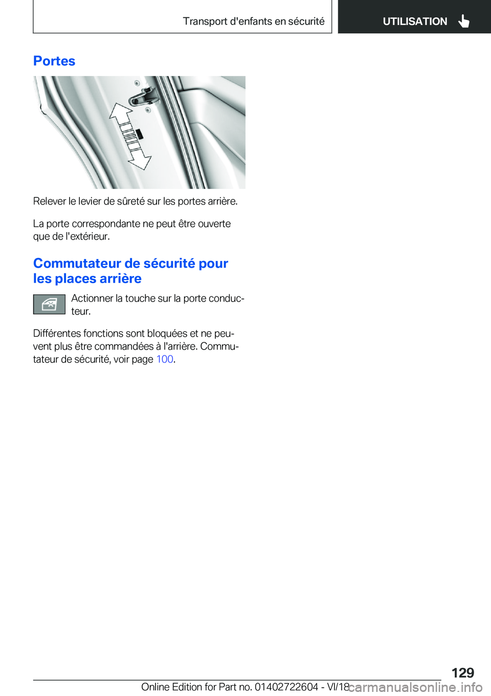 BMW 5 SERIES 2019  Notices Demploi (in French) �P�o�r�t�e�s
�R�e�l�e�v�e�r��l�e��l�e�v�i�e�r��d�e��s�