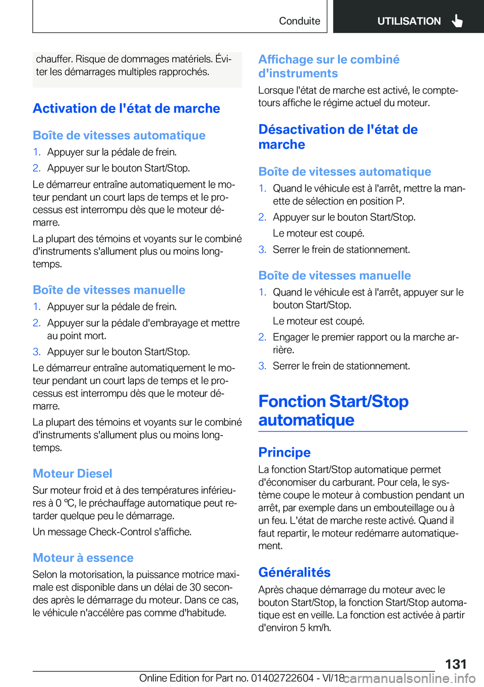 BMW 5 SERIES 2019  Notices Demploi (in French) �c�h�a�u�f�f�e�r�.��R�i�s�q�u�e��d�e��d�o�m�m�a�g�e�s��m�a�t�é�r�i�e�l�s�.��