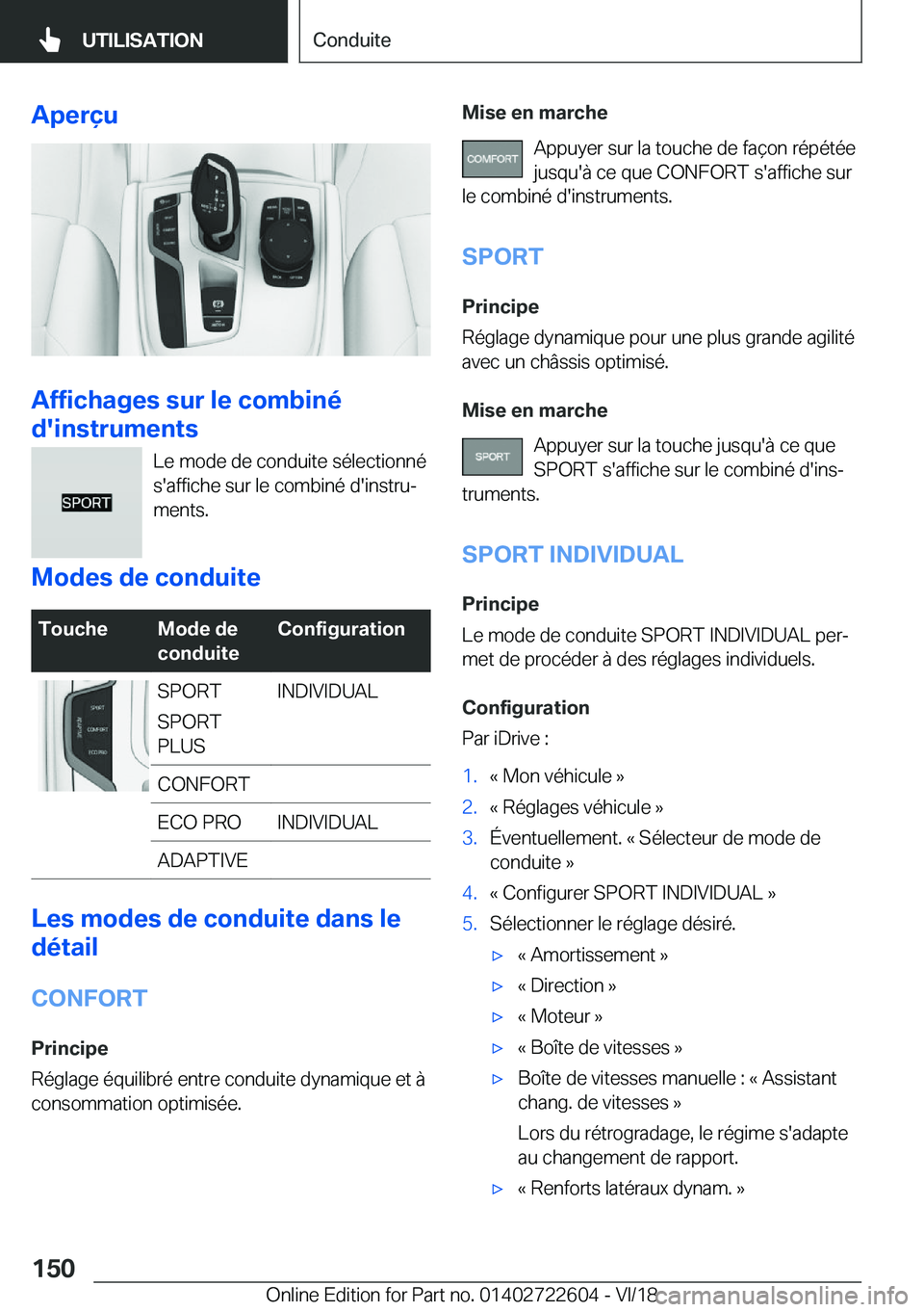 BMW 5 SERIES 2019  Notices Demploi (in French) �A�p�e�r�ç�u
�A�f�f�i�c�h�a�g�e�s��s�u�r��l�e��c�o�m�b�i�n�é
�d�'�i�n�s�t�r�u�m�e�n�t�s
�L�e��m�o�d�e��d�e��c�o�n�d�u�i�t�e��s�é�l�e�c�t�i�o�n�n�é
�s�'�a�f�f�i�c�h�e��s�u�r��l�e�
