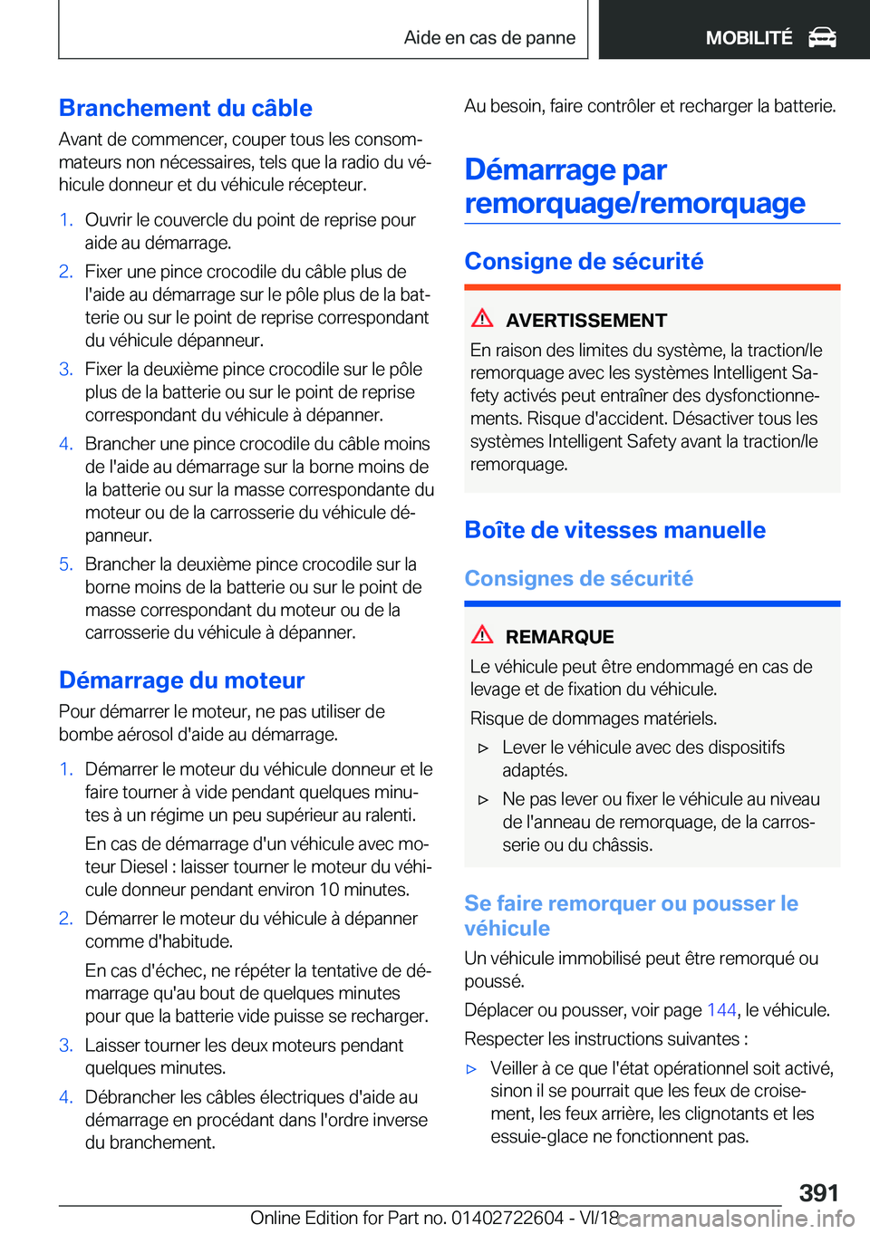 BMW 5 SERIES 2019  Notices Demploi (in French) �B�r�a�n�c�h�e�m�e�n�t��d�u��c�