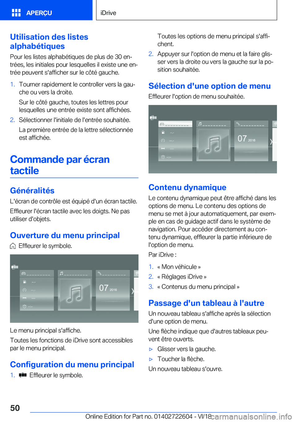 BMW 5 SERIES 2019  Notices Demploi (in French) �U�t�i�l�i�s�a�t�i�o�n��d�e�s��l�i�s�t�e�s
�a�l�p�h�a�b�é�t�i�q�u�e�s
�P�o�u�r��l�e�s��l�i�s�t�e�s��a�l�p�h�a�b�é�t�i�q�u�e�s��d�e��p�l�u�s��d�e��3�0��e�nj �t�r�é�e�s�,��l�e�s��i�n�i�t