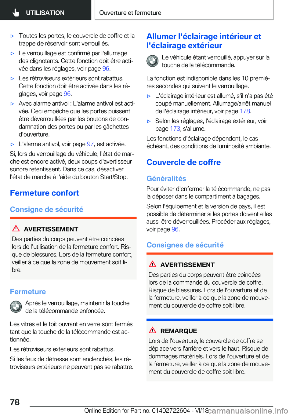 BMW 5 SERIES 2019  Notices Demploi (in French) 'x�T�o�u�t�e�s��l�e�s��p�o�r�t�e�s�,��l�e��c�o�u�v�e�r�c�l�e��d�e��c�o�f�f�r�e��e�t��l�a�t�r�a�p�p�e��d�e��r�é�s�e�r�v�o�i�r��s�o�n�t��v�e�r�r�o�u�i�l�l�é�s�.'x�L�e��v�e�r�r�o�u