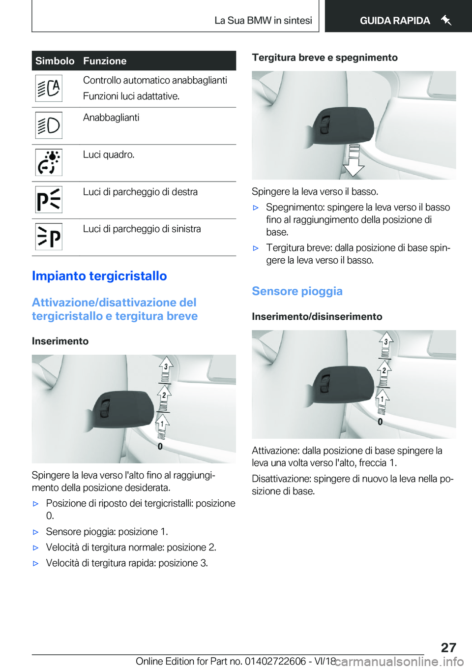 BMW 5 SERIES 2019  Libretti Di Uso E manutenzione (in Italian) �S�i�m�b�o�l�o�F�u�n�z�i�o�n�e�C�o�n�t�r�o�l�l�o��a�u�t�o�m�a�t�i�c�o��a�n�a�b�b�a�g�l�i�a�n�t�i
�F�u�n�z�i�o�n�i��l�u�c�i��a�d�a�t�t�a�t�i�v�e�.�A�n�a�b�b�a�g�l�i�a�n�t�i�L�u�c�i��q�u�a�d�r�o�.�