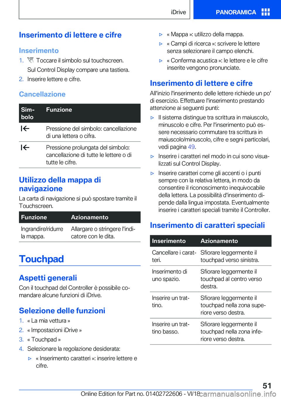 BMW 5 SERIES 2019  Libretti Di Uso E manutenzione (in Italian) �I�n�s�e�r�i�m�e�n�t�o��d�i��l�e�t�t�e�r�e��e��c�i�f�r�e
�I�n�s�e�r�i�m�e�n�t�o�1�.���T�o�c�c�a�r�e��i�l��s�i�m�b�o�l�o��s�u�l��t�o�u�c�h�s�c�r�e�e�n�.
�S�u�l��C�o�n�t�r�o�l��D�i�s�p�l�a�y