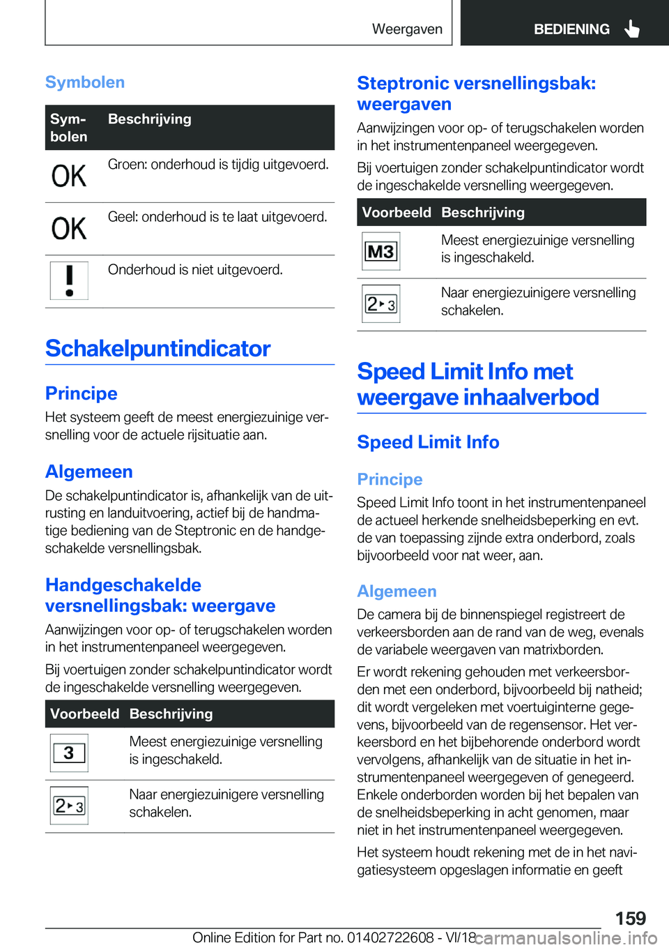 BMW 5 SERIES 2019  Instructieboekjes (in Dutch) �S�y�m�b�o�l�e�n�S�y�mj
�b�o�l�e�n�B�e�s�c�h�r�i�j�v�i�n�g�G�r�o�e�n�:��o�n�d�e�r�h�o�u�d��i�s��t�i�j�d�i�g��u�i�t�g�e�v�o�e�r�d�.�G�e�e�l�:��o�n�d�e�r�h�o�u�d��i�s��t�e��l�a�a�t��u�i�t�g�e�