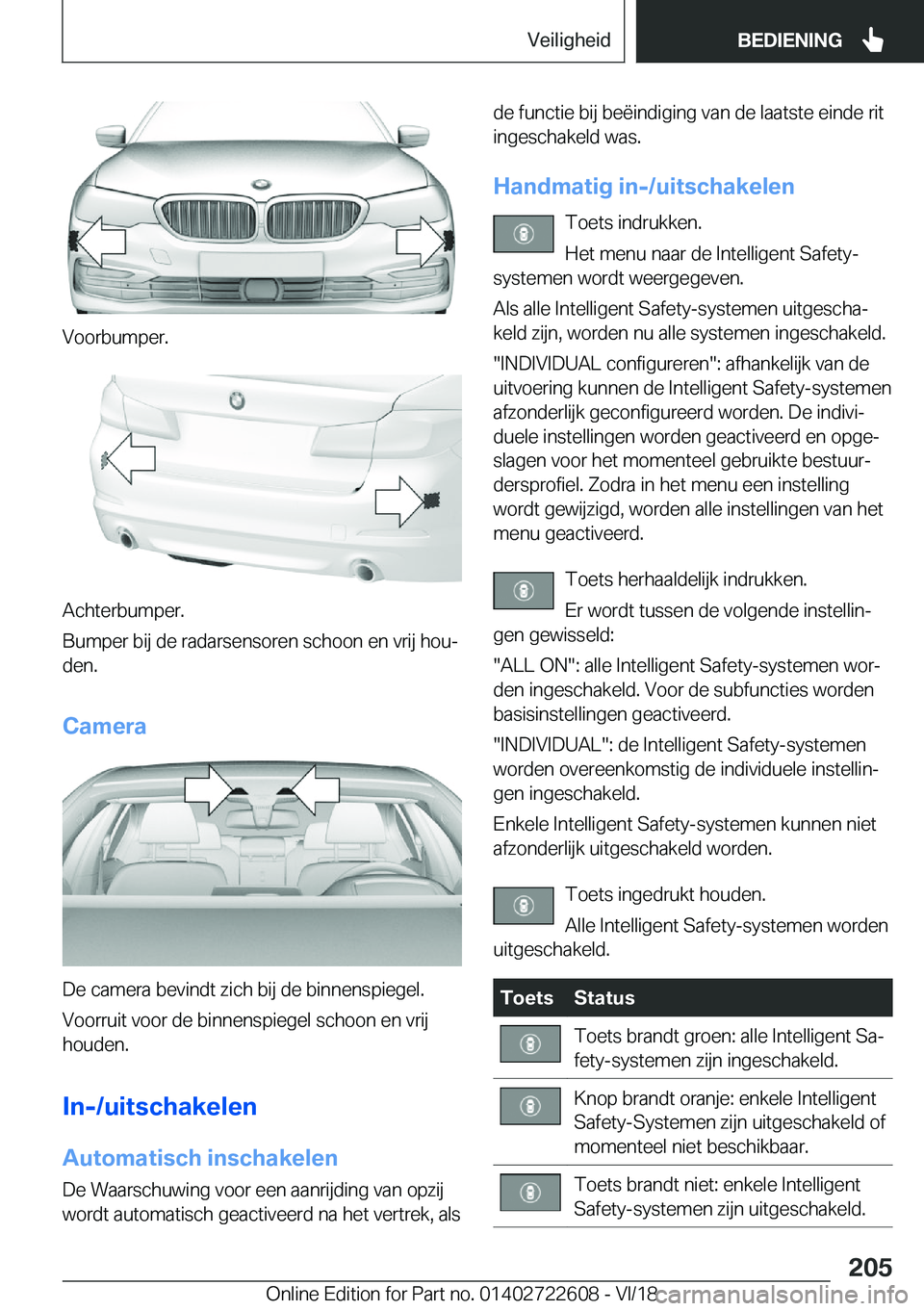 BMW 5 SERIES 2019  Instructieboekjes (in Dutch) �V�o�o�r�b�u�m�p�e�r�.
�A�c�h�t�e�r�b�u�m�p�e�r�.
�B�u�m�p�e�r��b�i�j��d�e��r�a�d�a�r�s�e�n�s�o�r�e�n��s�c�h�o�o�n��e�n��v�r�i�j��h�o�uj �d�e�n�.
�C�a�m�e�r�a
�D�e��c�a�m�e�r�a��b�e�v�i�n�d�