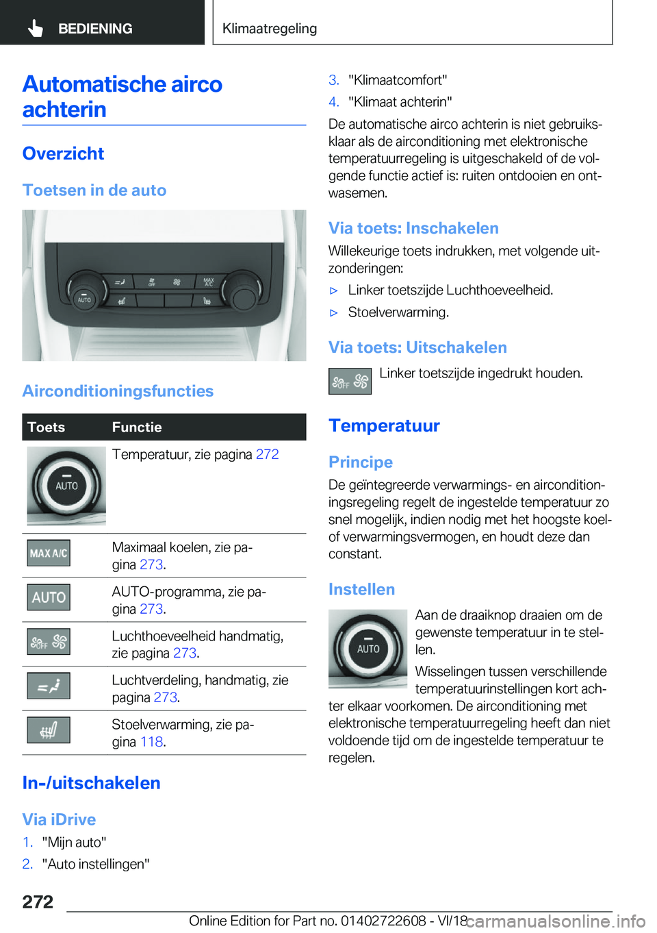 BMW 5 SERIES 2019  Instructieboekjes (in Dutch) �A�u�t�o�m�a�t�i�s�c�h�e��a�i�r�c�o�a�c�h�t�e�r�i�n
�O�v�e�r�z�i�c�h�t
�T�o�e�t�s�e�n��i�n��d�e��a�u�t�o
�A�i�r�c�o�n�d�i�t�i�o�n�i�n�g�s�f�u�n�c�t�i�e�s
�T�o�e�t�s�F�u�n�c�t�i�e�T�e�m�p�e�r�a�t�u