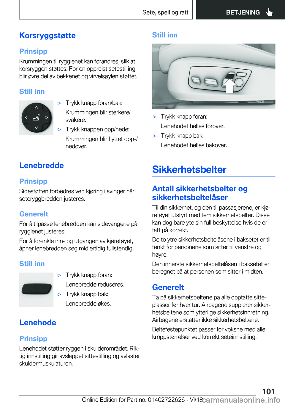 BMW 5 SERIES 2019  InstruksjonsbØker (in Norwegian) �K�o�r�s�r�y�g�g�s�t�