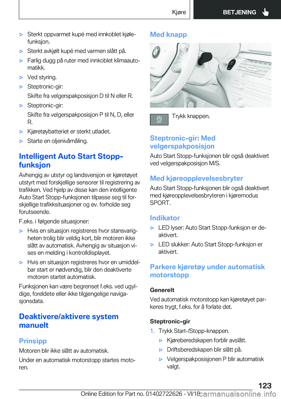 BMW 5 SERIES 2019  InstruksjonsbØker (in Norwegian) x�S�t�e�r�k�t��o�p�p�v�a�r�m�e�t��k�u�p�