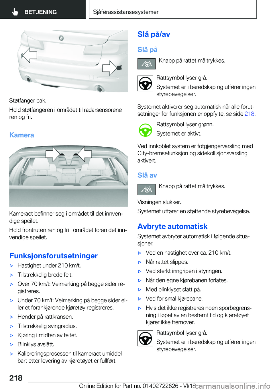 BMW 5 SERIES 2019  InstruksjonsbØker (in Norwegian) �S�t�
