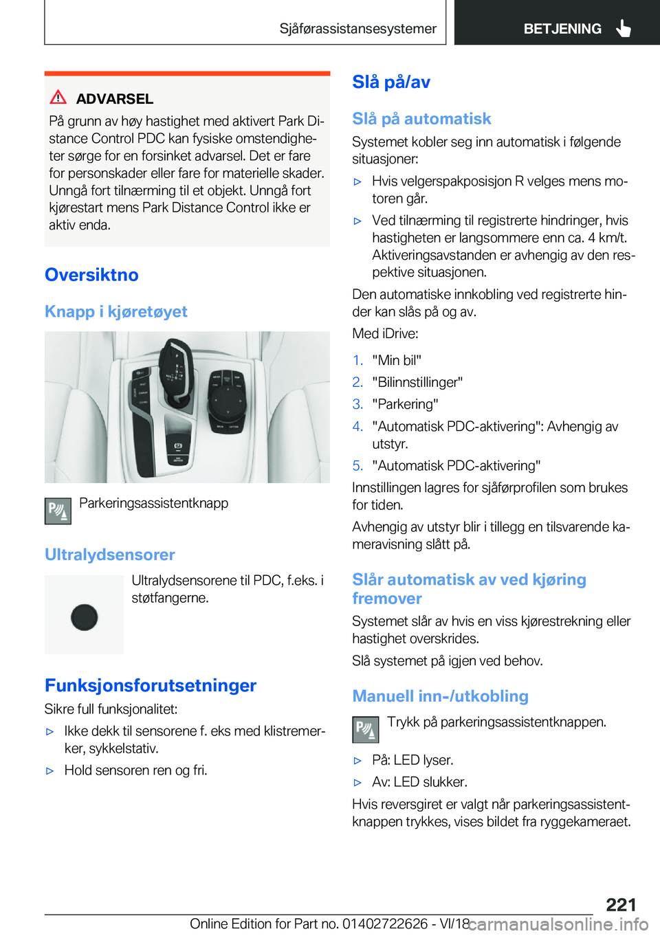 BMW 5 SERIES 2019  InstruksjonsbØker (in Norwegian) �A�D�V�A�R�S�E�L
�P�å��g�r�u�n�n��a�v��h�
