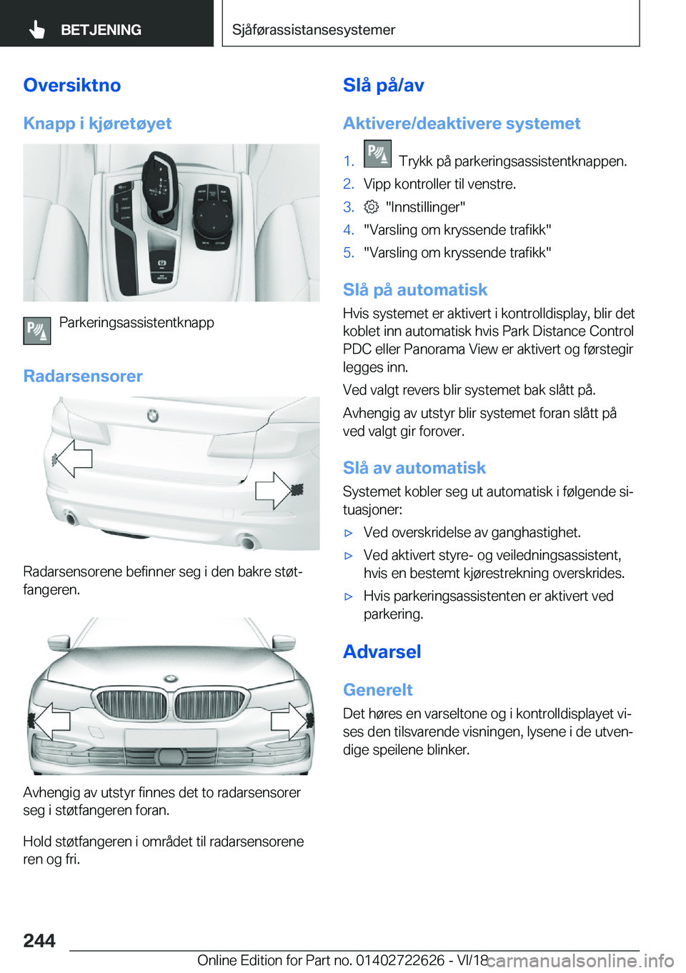 BMW 5 SERIES 2019  InstruksjonsbØker (in Norwegian) �O�v�e�r�s�i�k�t�n�o
�K�n�a�p�p��i��k�j�