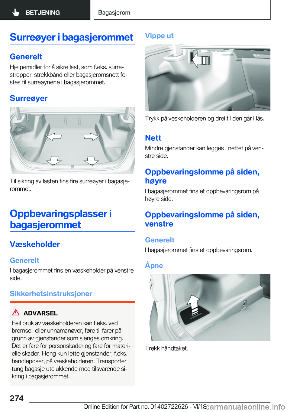 BMW 5 SERIES 2019  InstruksjonsbØker (in Norwegian) �S�u�r�r�e�