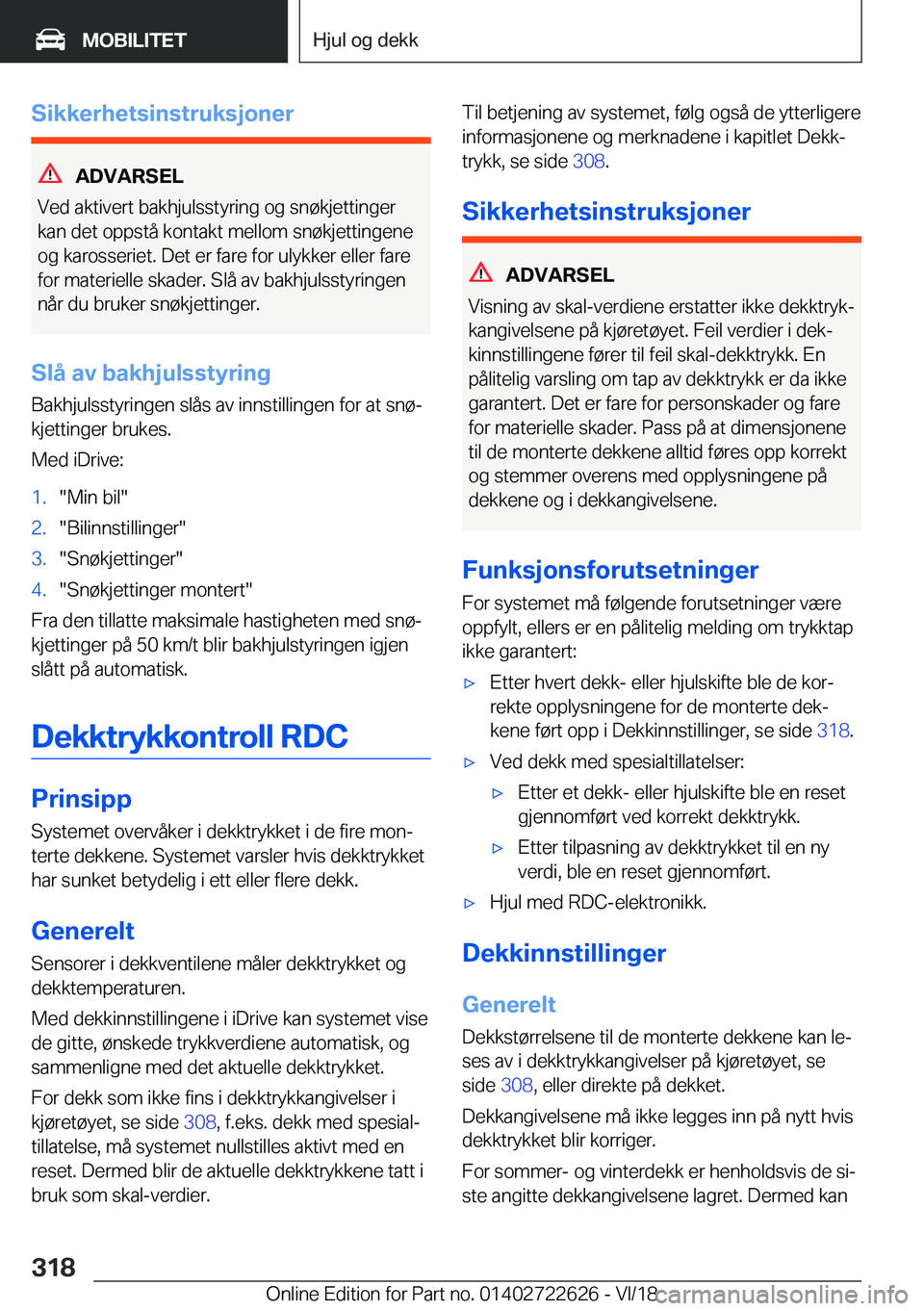 BMW 5 SERIES 2019  InstruksjonsbØker (in Norwegian) �S�i�k�k�e�r�h�e�t�s�i�n�s�t�r�u�k�s�j�o�n�e�r
�A�D�V�A�R�S�E�L
�V�e�d��a�k�t�i�v�e�r�t��b�a�k�h�j�u�l�s�s�t�y�r�i�n�g��o�g��s�n�
