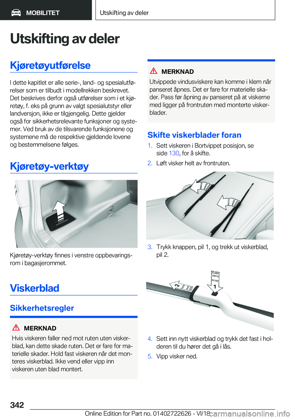 BMW 5 SERIES 2019  InstruksjonsbØker (in Norwegian) �U�t�s�k�i�f�t�i�n�g��a�v��d�e�l�e�r�K�j�