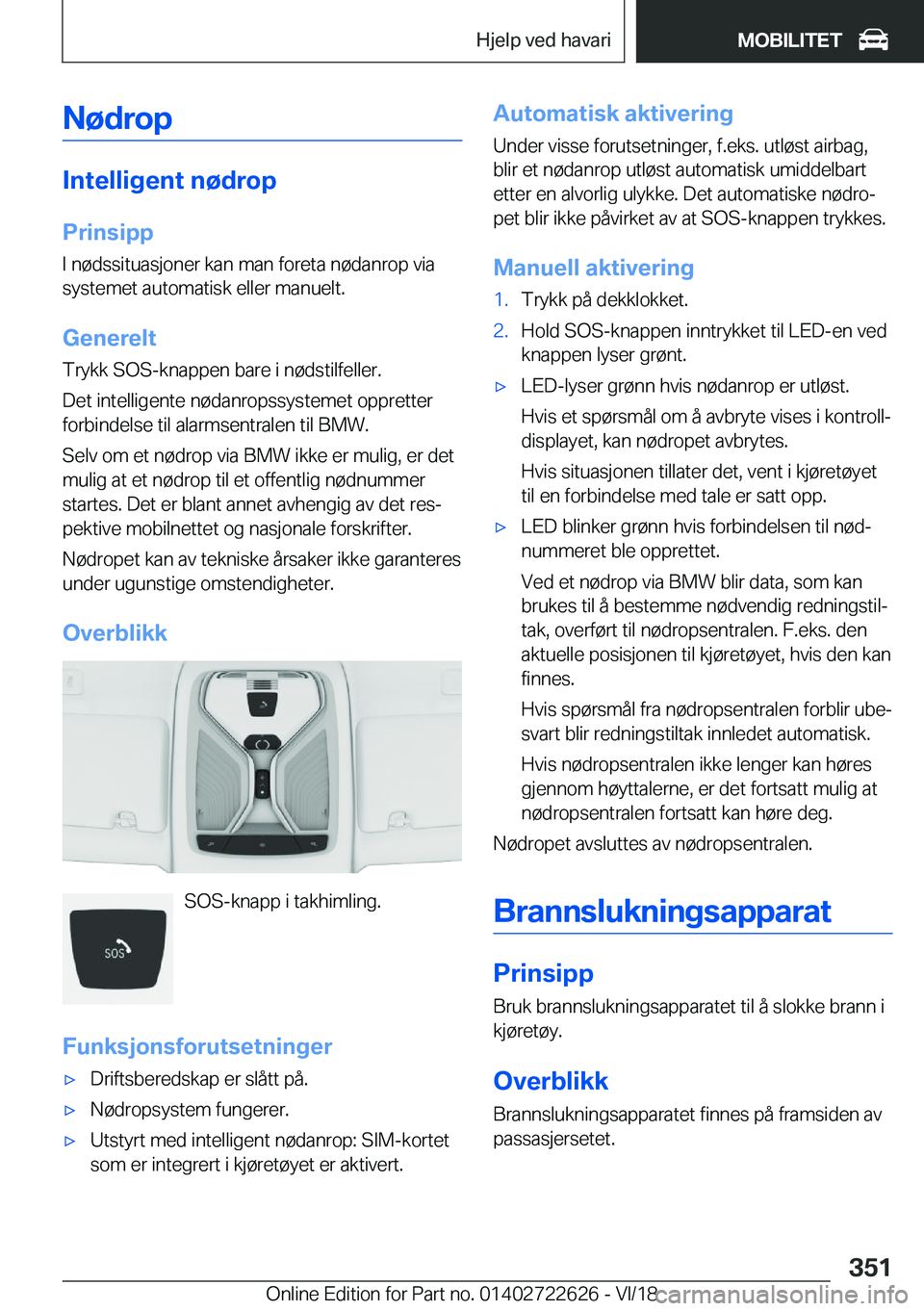 BMW 5 SERIES 2019  InstruksjonsbØker (in Norwegian) �N�