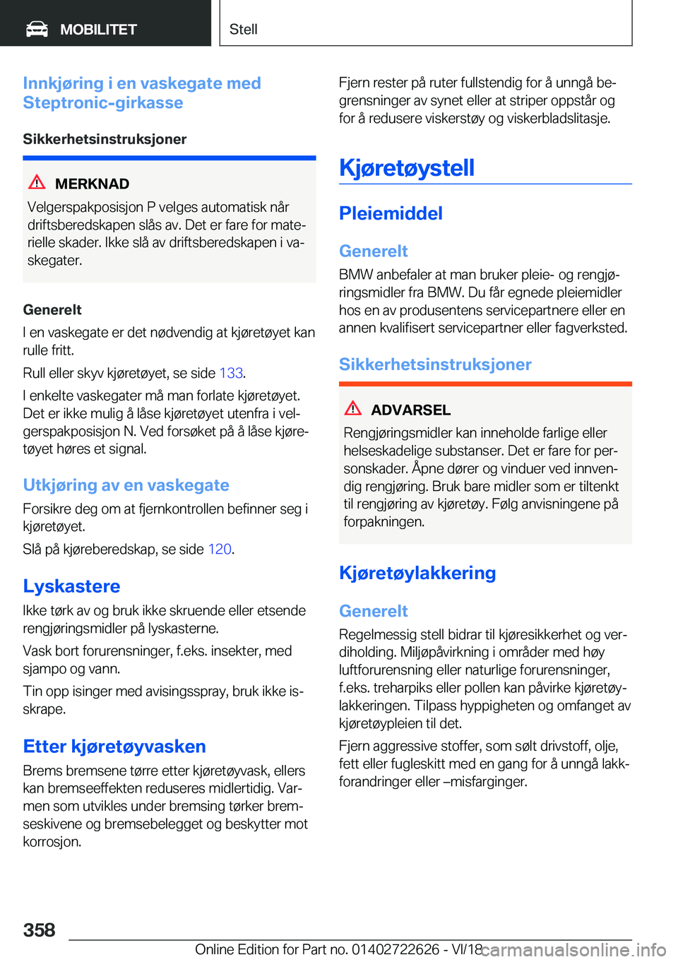 BMW 5 SERIES 2019  InstruksjonsbØker (in Norwegian) �I�n�n�k�j�