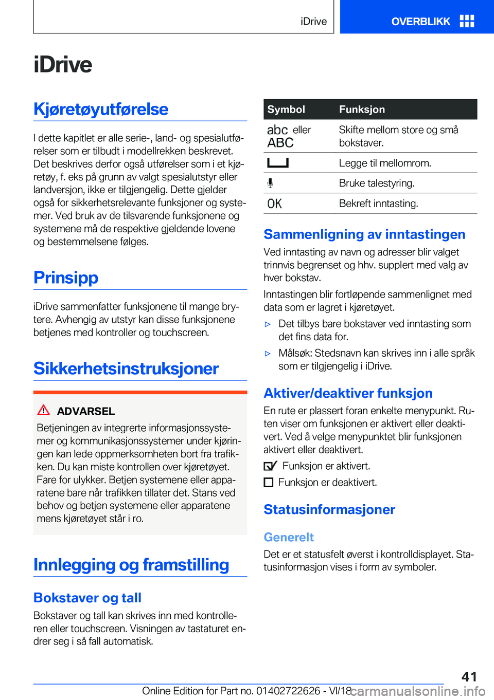 BMW 5 SERIES 2019  InstruksjonsbØker (in Norwegian) �i�D�r�i�v�e�K�j�