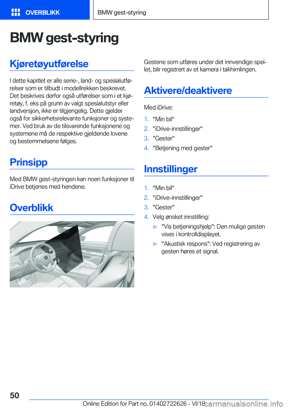 BMW 5 SERIES 2019  InstruksjonsbØker (in Norwegian) �B�M�W��g�e�s�t�-�s�t�y�r�i�n�g�K�j�