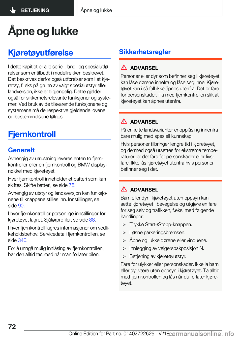 BMW 5 SERIES 2019  InstruksjonsbØker (in Norwegian) �