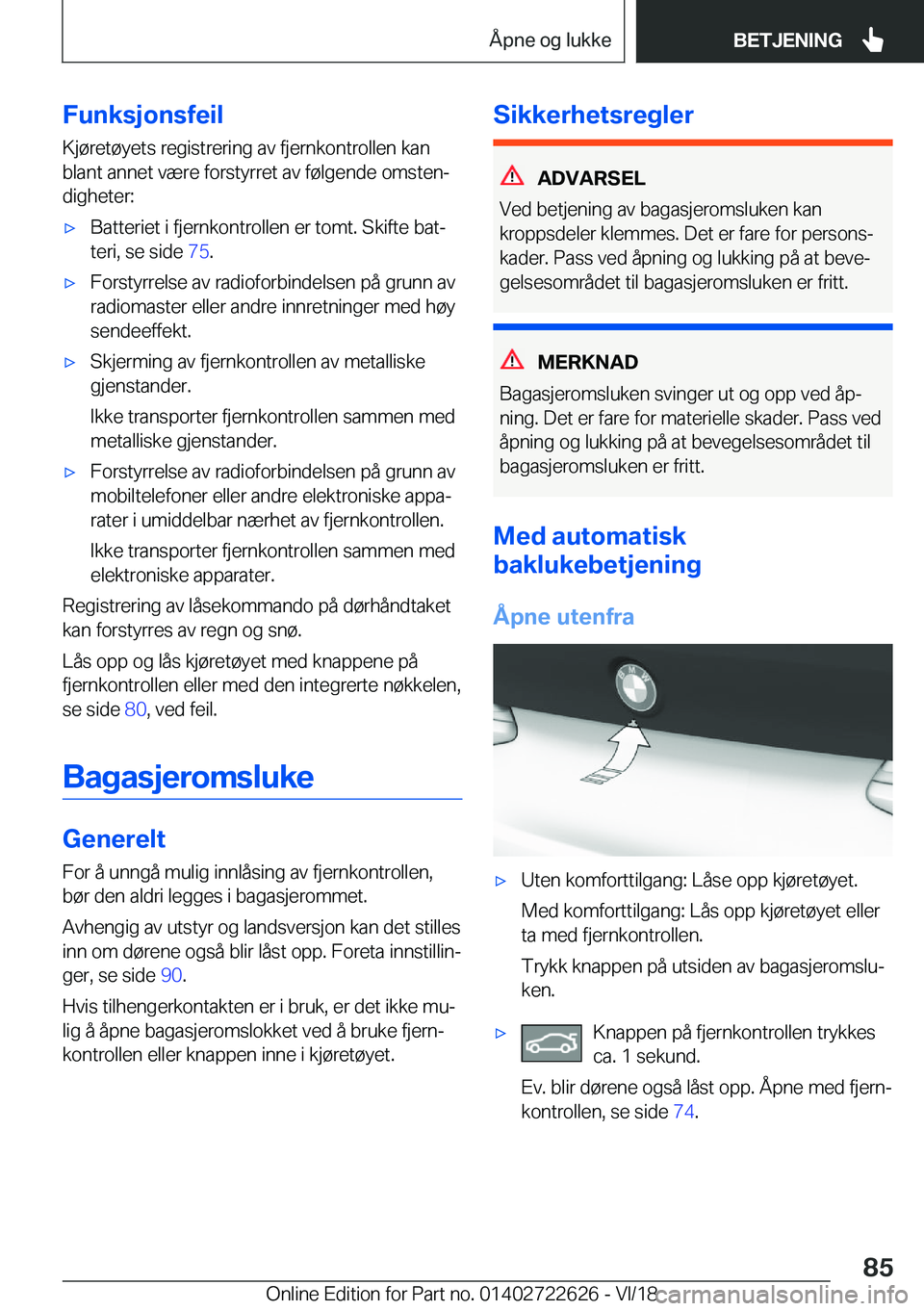 BMW 5 SERIES 2019  InstruksjonsbØker (in Norwegian) �F�u�n�k�s�j�o�n�s�f�e�i�l
�K�j�