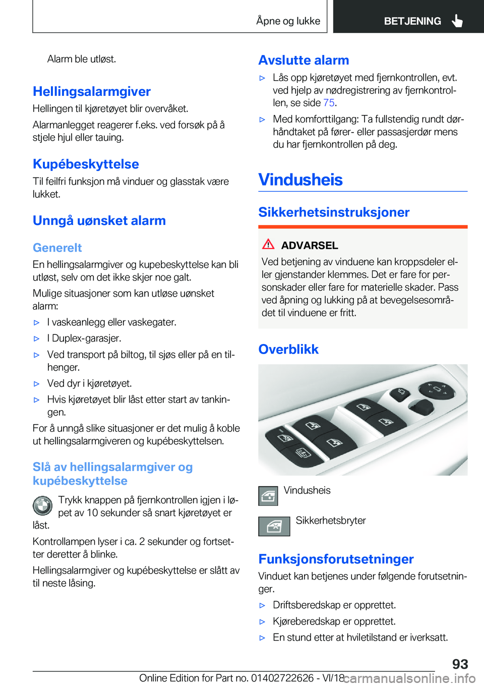 BMW 5 SERIES 2019  InstruksjonsbØker (in Norwegian) �A�l�a�r�m��b�l�e��u�t�l�
