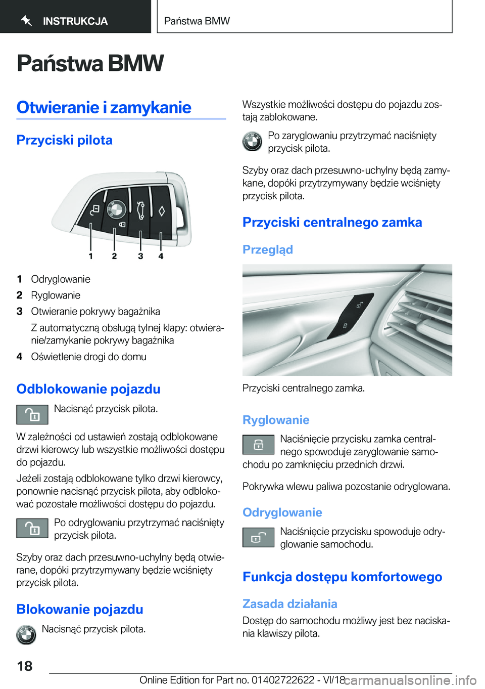 BMW 5 SERIES 2019  Instrukcja obsługi (in Polish) �P�a�