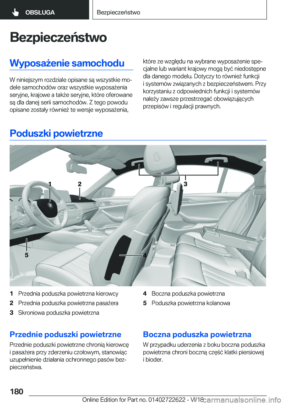 BMW 5 SERIES 2019  Instrukcja obsługi (in Polish) �B�e�z�p�i�e�c�z�e�